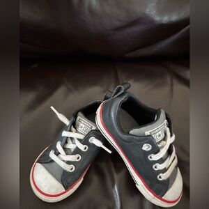 Converse Kids Black Canvas Low-Top Sneakers with Red Trim